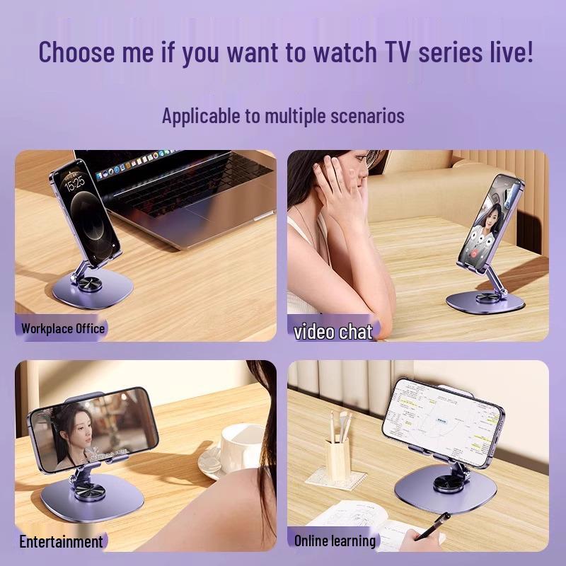 Rotatable Foldable Desktop Phone & Tablet Holder for Live Videos