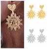 Elegant Mental Heart Sun Dangel Earring Banquet Ear Stud Face Sunflower Earrings  Party