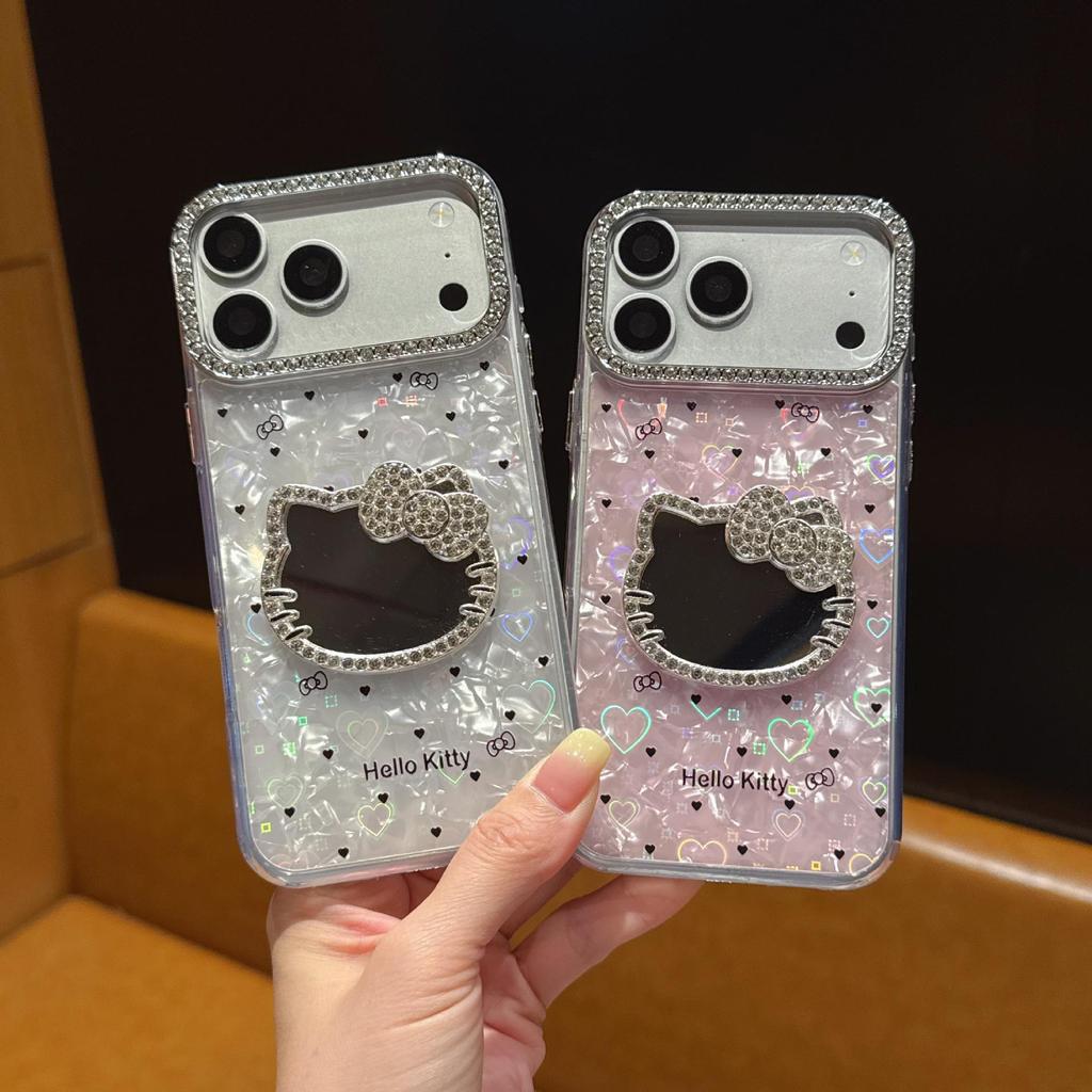 Bright Diamond Heart Polka Dot Mirror Case for iPhone 17 Pro Max/15 Pro/11/12.