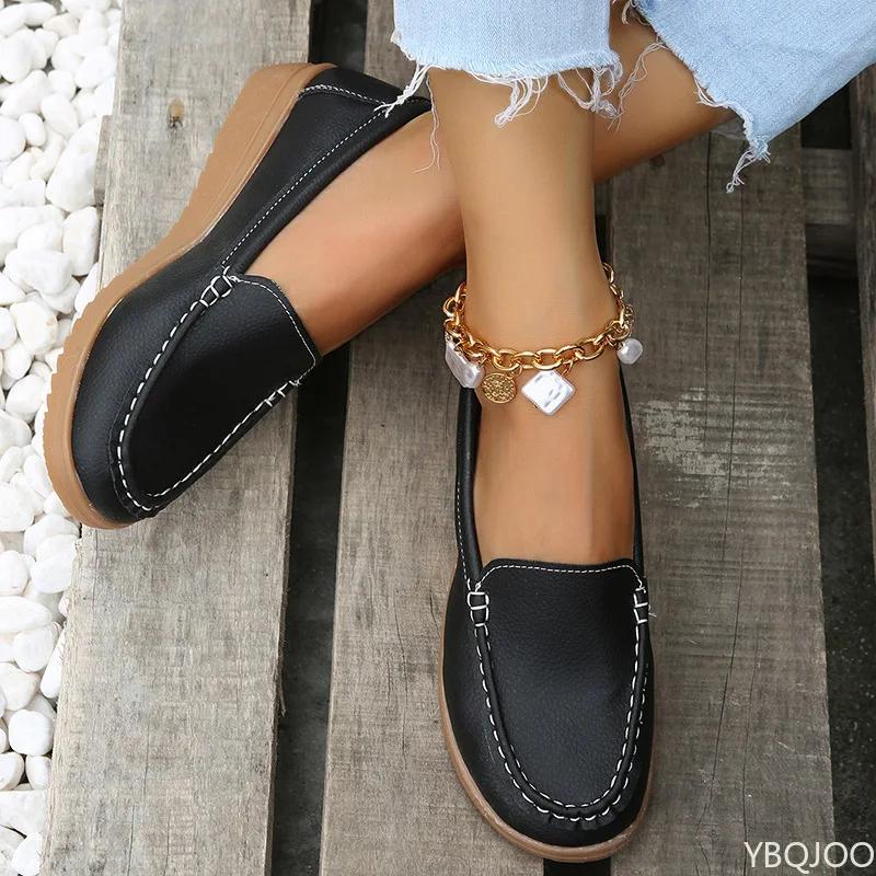 Women's New Oversized Women's Thick Sole Non Slip Simple Single Shoe Casual and Comfortable Wedge Heel Sneakers Zapatillas Mujer