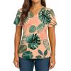 Women's Hawaiian Print V-Neck Double Pocket Short Sleeve Uniform/ Top