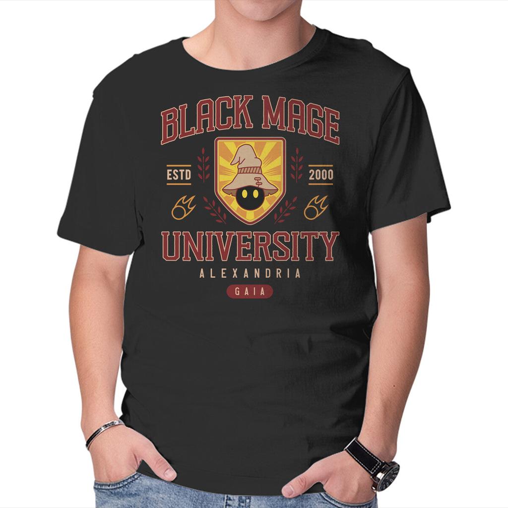 Unisex Crew Neck T-Shirt Black Mage University Graphic Short Sleeve Casual Tee