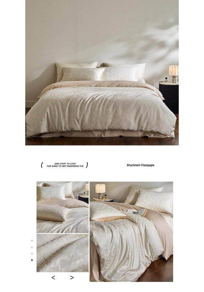 Luxurious Cotton Jacquard 4-Piece Bedding Set: High-Density, Skin-Friendly, Breathable, All-Season Sheets