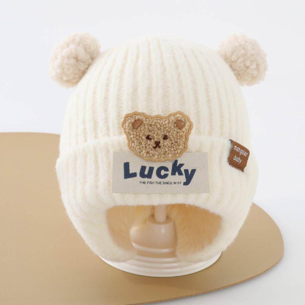 6-24Months Soft Baby Knitted Hat Plush Ball Children Warm Cap Windproof Winter Hat  Boys Girls