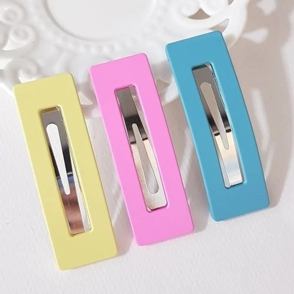 10 Downtone Square Matte Color Snap Clips, Bangs Fixing Pins, Point Girl Group Hairpins, High Teen Y2K Look