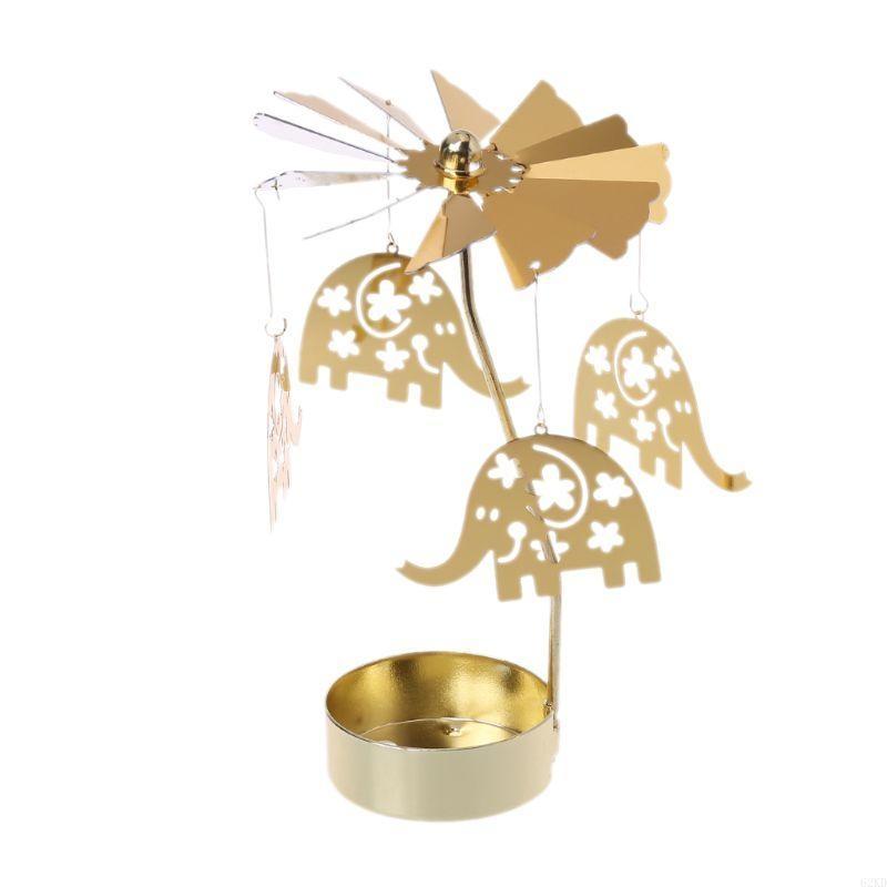 62KD Snowman Rotary Spinning Carousel Tealight Holder Stand Metal Tea Light Christmas Home Decor Gifts