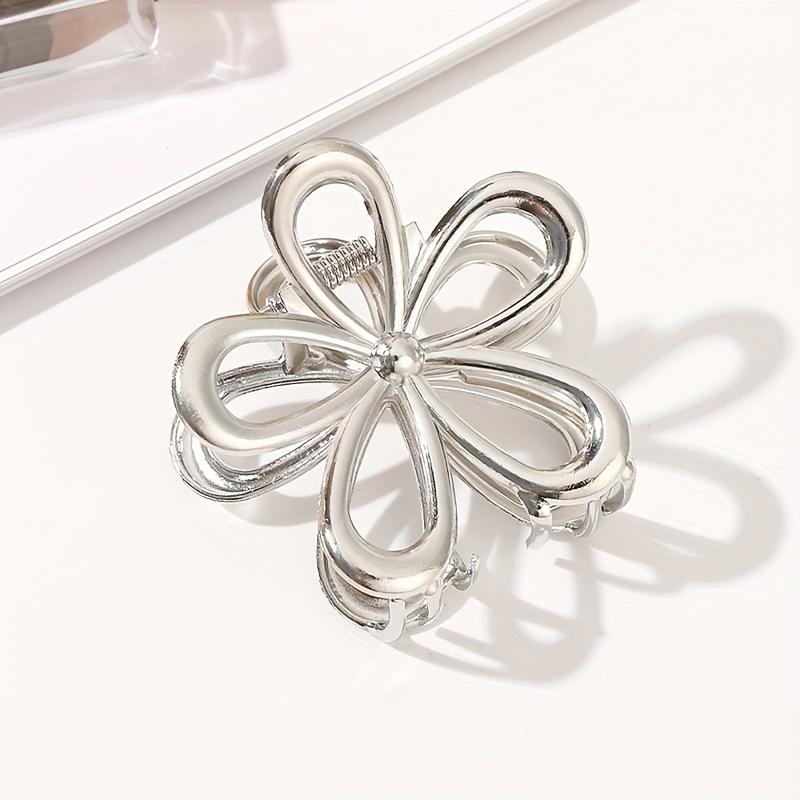 1 pince à cheveux fleur en métal pour femmes, maintien fort, taille moyenne, adaptée aux cheveux fins, style mode classique