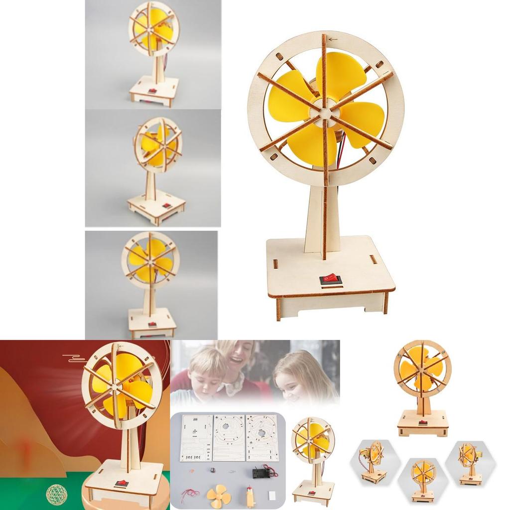 Educational Diy Wooden Electric Head-shaking Fan Kit For Kids Creative Invention Play