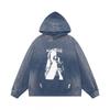Mens Oversized Distressed Washed Hoodie With Letter Print Loose Fit Cotton Sweatshirt Fall