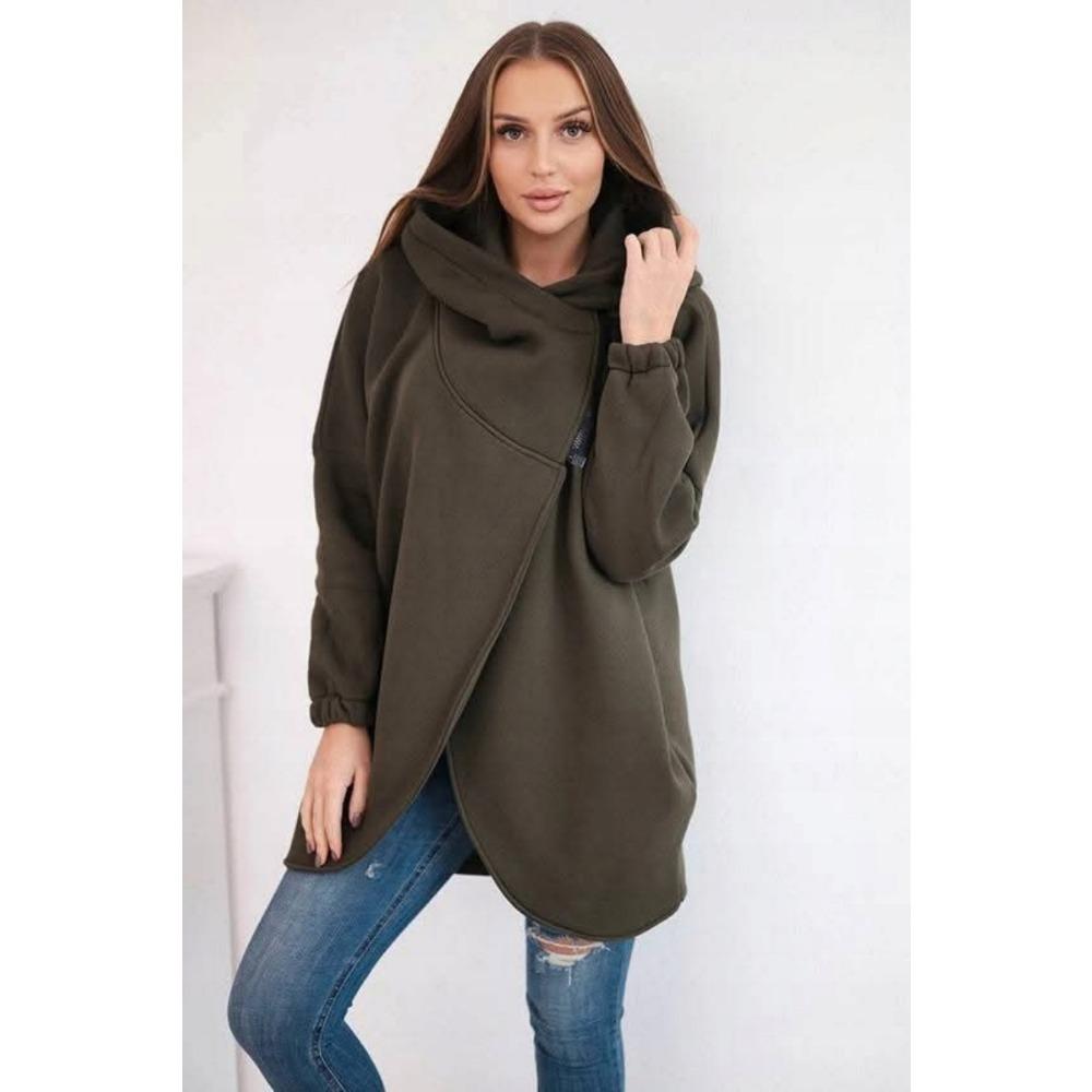 Hooded Sports Fleece Sweatshirt Casual Long-sleeved Zipper Jacket Women's Plus-size Solid Color Jacket