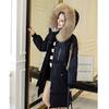 Abbigliamento alla Moda Cappuccio con Pelliccia Zip Lungo Stile Donna Caldo Piumino Cappotto Invernale Parka Cappotto