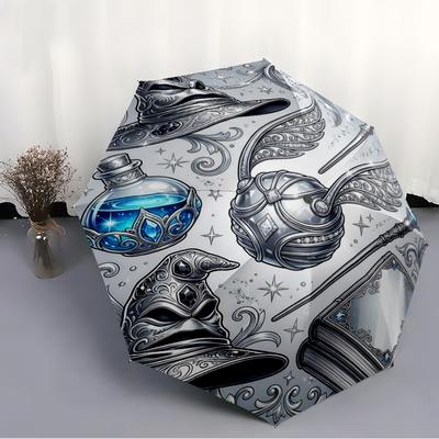 1 PC Automatic Folding Umbrella - Halobios of sapphirePattern,Portable & Foldable Design with 8 Ribs,Christmas Birthday Gifts
