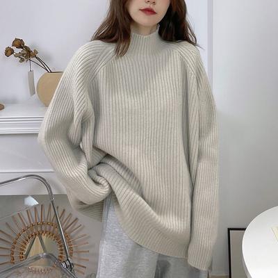 High Neck Casual Pullover Frauen Pullover Herbst und Winter Neue Lose Solide Langarm Slouchy Top Langarm Strickwaren Pullover
