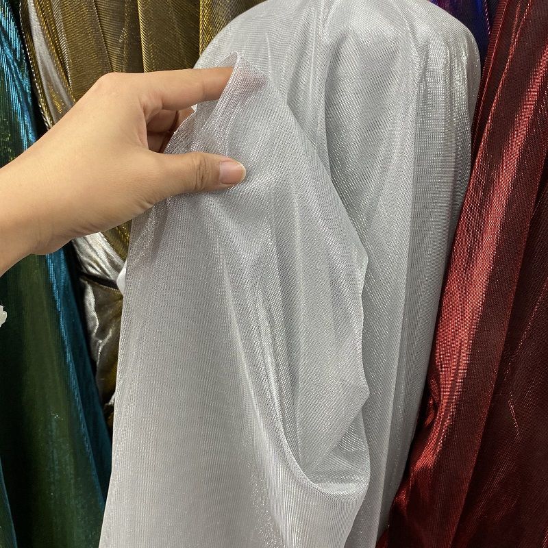 Gradient Tulle Glitter Fabric By The Meter for T-shirt Dress Clothes Hair Accessory Diy Sewing Shiny Cloth Soft Thin Silver Red