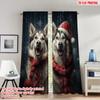 2 peças de impressão plana 2D Feliz Natal Cortinas da Moda Huskies de Natal Flocos de Neve Poliéster Impresso Digitalmente Cortinas Primavera