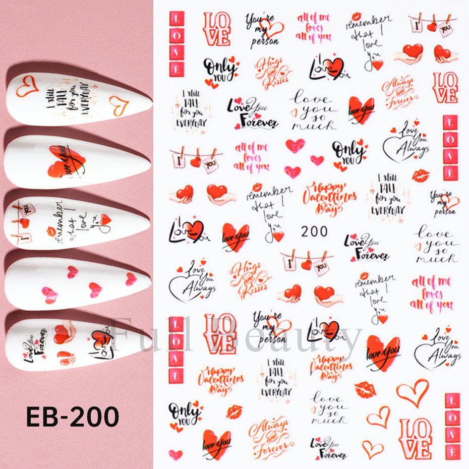 Nail Art Stickers Valentine's Day Romantic Balloon Love Rose English Adhesive Nail Stickers