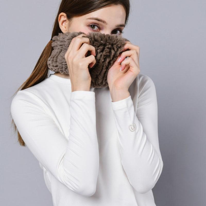 DOYOUKNOWMC 25FW Natural Rex Fur Cocoa Beige Neck Warmer