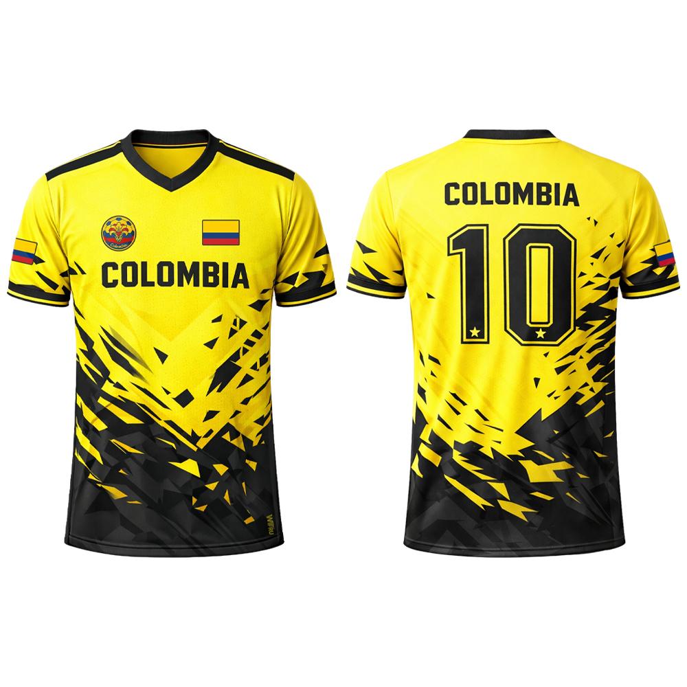 MDHAO xin nan zhuang  3D txu Colombia Vlag Serie 3D Zomer Buiten Sport Sneldrogend Ademend Heren T-shirt Korte Mouw Voetbal Trainingsshirt S