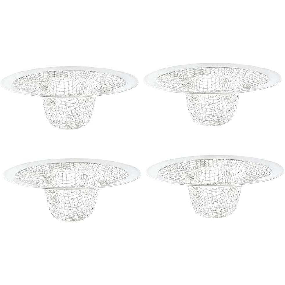 4 Pack Mesh Sink Drain Strainer 4.4 Inch Basket Filter Trap Stainless Steel Basin Floor Drain for Kitchen, Bathroom
