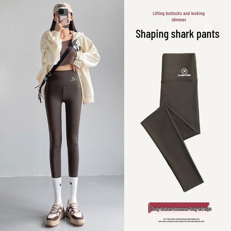 

Women s High-Waisted Tummy-Control Black Shark Pants: Slim-Fit, Body-Shaping, High-Elasticity Yoga Pants for Spring and Autumn M (Recommended 40-50 kg)