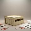 Wartime Vehicle Repair Factory Model Removable Roof 1:72 Scale Garage Opening Doors Wooden Tank