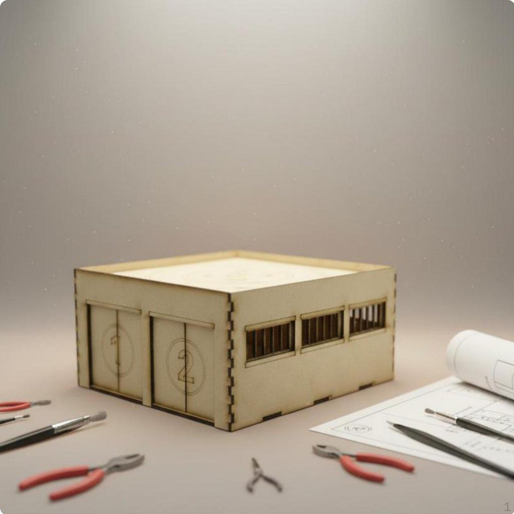Wartime Vehicle Repair Factory Model Removable Roof 1:72 Scale Garage Opening Doors Wooden Tank
