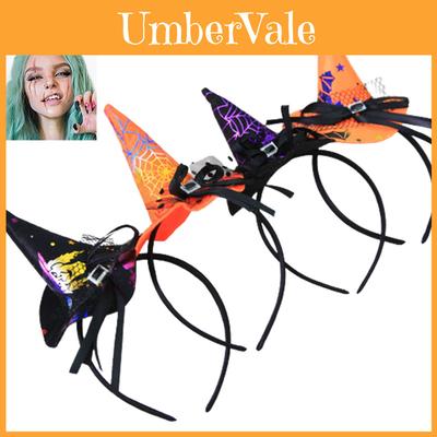 Halloweenská čarodějnická čelenka s kloboukem Dýňový vlasový obruč Pavučina Kostým Party rekvizity