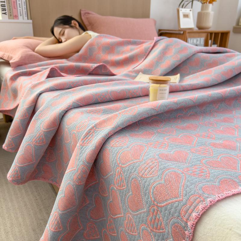 100% Cotton Summer Gauze Blanket - Lightweight, Three-Layer Design for Office, Nap, or Sofa