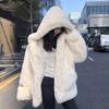 Koreanische verdickte Nerz samt Mantel Frauen Winter Kleidung Jacke Version lose Nachahmung Kaninchen Pelz Plüsch mit Kapuze
