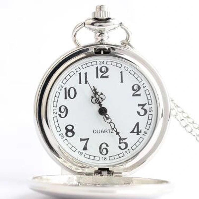 Hollow Petal Necklace Pocket Watch Black Deacon Flip Watch Couple Pendant Quartz Watch