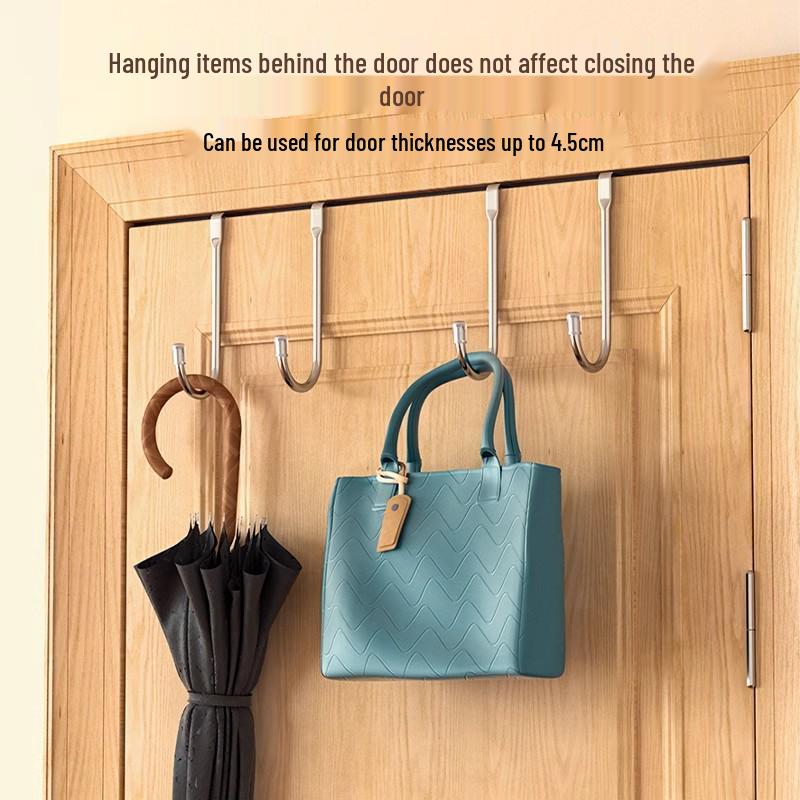 Stainless Steel Seamless Over-the-Door Double S-Shaped Hook for Bedside or Bathroom Organizer