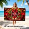 Christmas Theme Quick Dry Beach Towel Custom Name Text Print Large Sand Resistant Towel Beach Vacation
