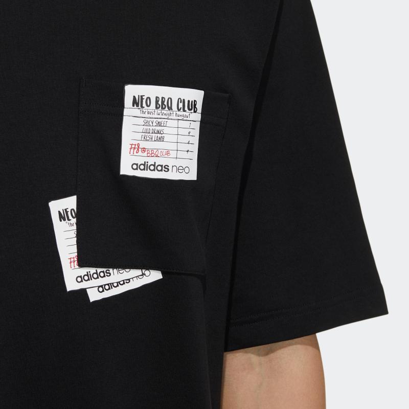 Adidas Neo Spliced Pocket Loose-Fit Sports Short-Sleeve T-Shirt Men Tops Black H62005