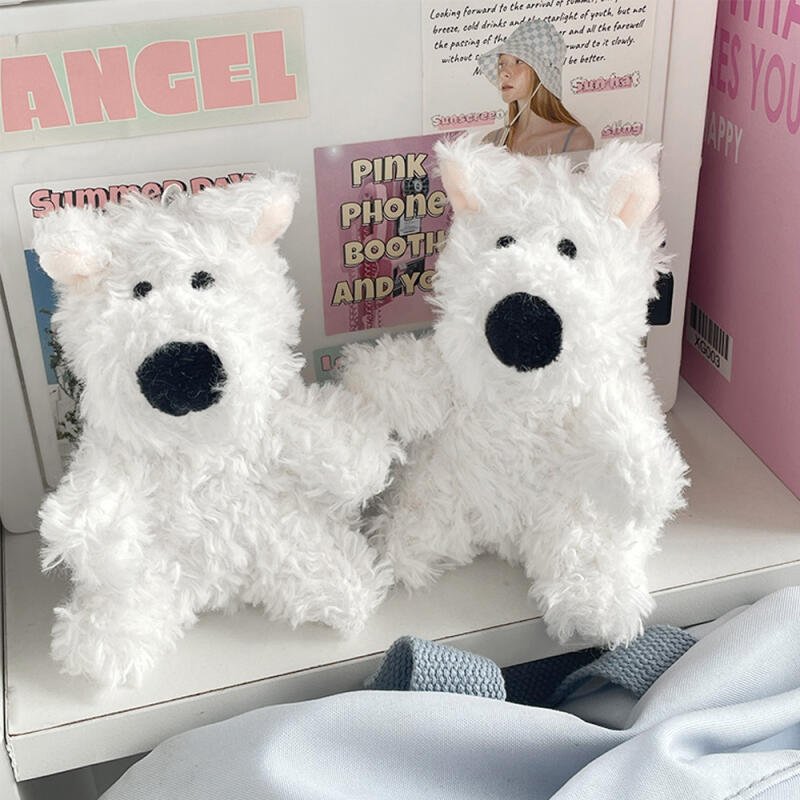 White Terrier Puppy Doll Keychain