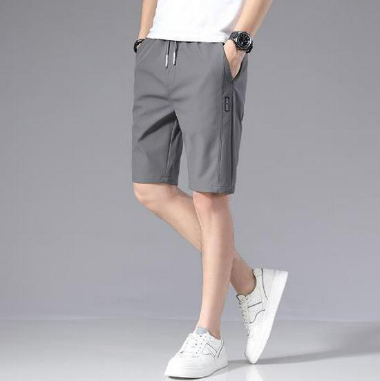 Xiaxiu Men's Ice Silk Straight-Leg Casual Trousers - Breathable, Loose-Fit, Nine-Point Length