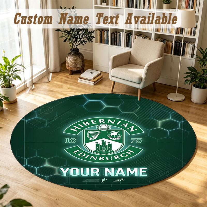 Round Rug Custom NameHibernian FC Pattern Non Slip Carpet Home Floor Decor