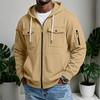 Men's Casual Multi-Pocket Zip Hoodie, Outdoor Cargo Jacket for Sports and Daily Wear
