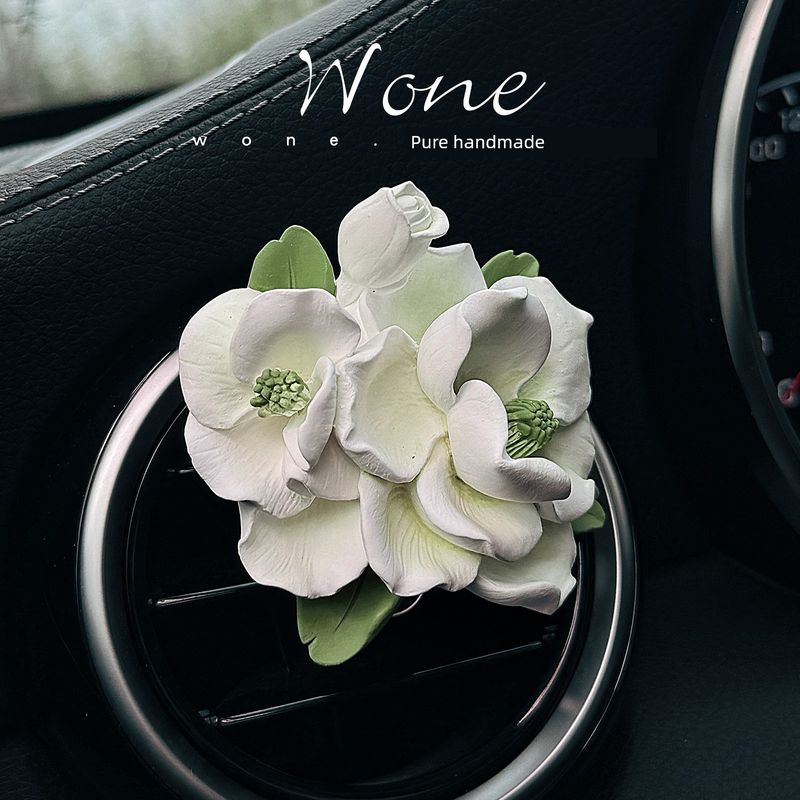 

Auto Perfume Aromatherapy Exquisite Elegant Camellia Car Vent Decoration Fragrant Stone Light Perfume Girls Gifts Green Camellia