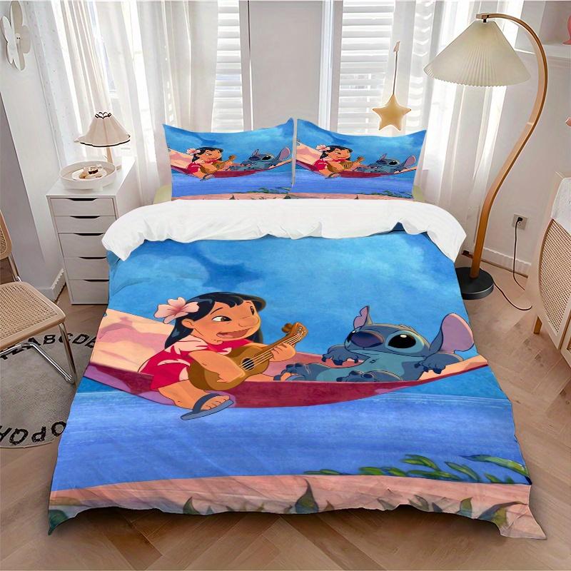 3pcs Lilo & Stitch Bedding Set, Including 1 Quilt Cover and 2 Pillow Shams, Without Filling, Soft and Comfortable Home Bedroom Fabric, Fashionabl
