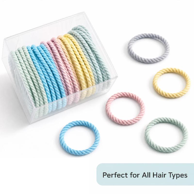 Hair Ties 50Pcs Candy Color Soft Cotton No Crease Elastic Bands for Girls Bridesmaid Gift Small Bulk