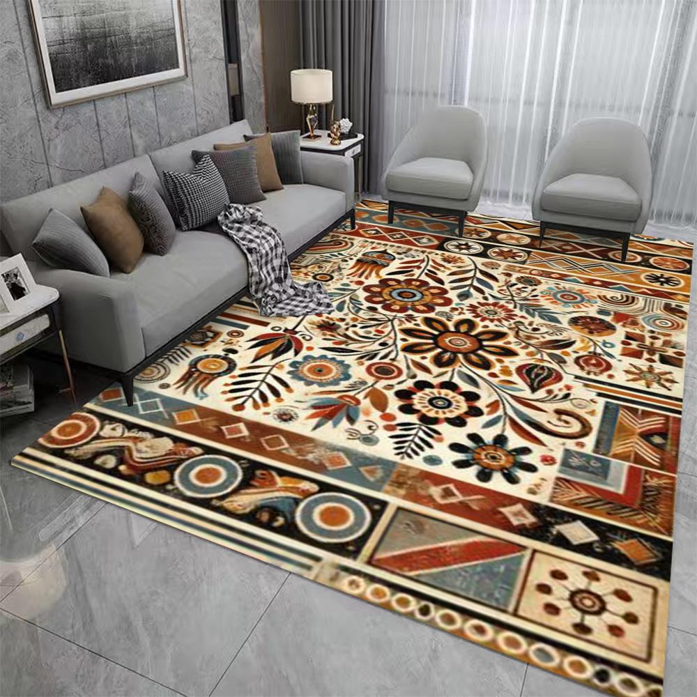 Retro Boho Perský Styl Květinový Koberec Obývací Pokoj Ložnice Balkon Pohovka Stůl Dveřní Rohožka Protiskluzová Prací v Pračce Domácí Podložka Dekor