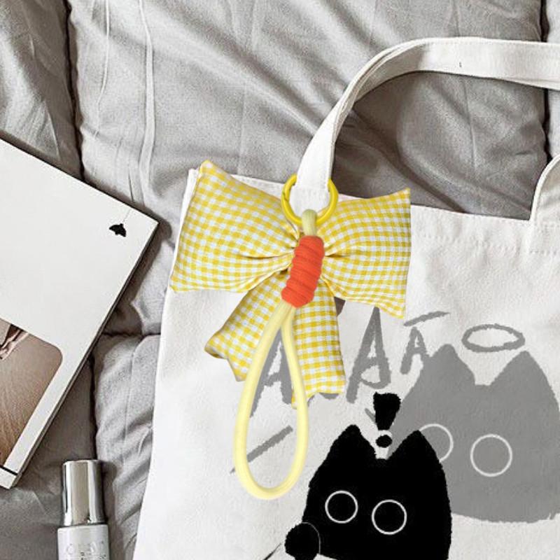 Elegant Multipurpose Bowknot Tie Keychain Charm Sturdy Farbic Fashion Accessory for Women's Bags and Purses Daily Use