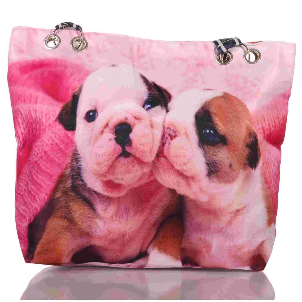 Strandtasche mit süßen Hundewelpen und Reißverschluss