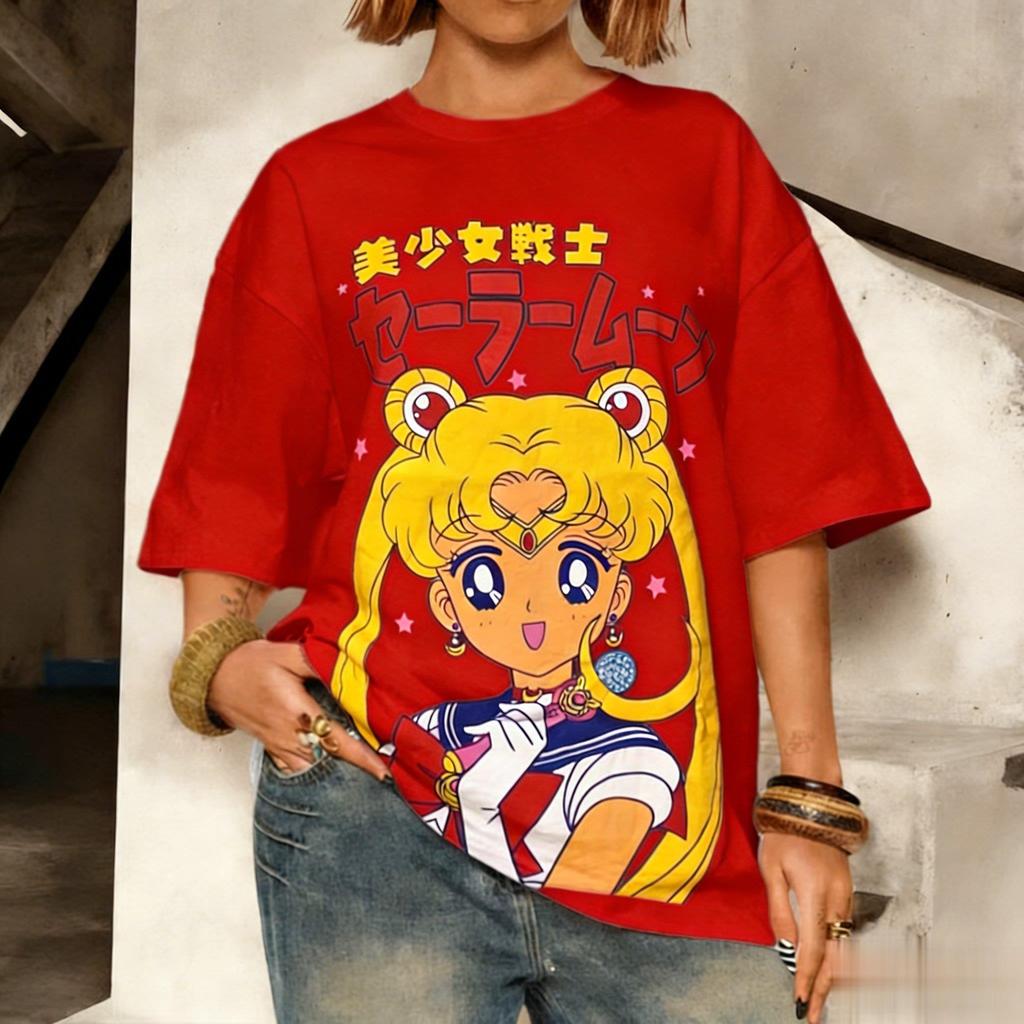 Dámské Unisex Tričko Sailor Moon Anime Japonská Kreslená Grafika Krátký Rukáv Vintage Ležérní Streetwear Letní Topy Y2k