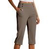 Women High Waist Capri Pants with Pockets Split Hem Casual Sport Fitness Yoga Cropped Pants for Activewear