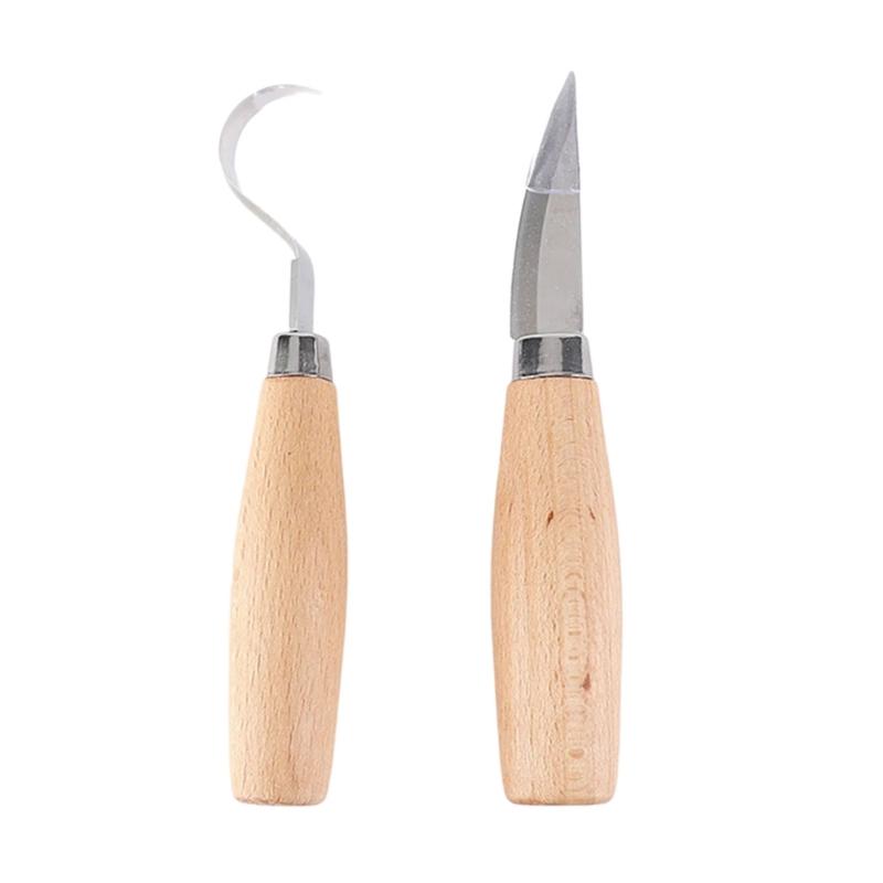 High Carbon Steel Spoon Hook Carving Cutter with Ergonomic Wood Handle Suitable for Woodcut Crafts Furniture Art Making