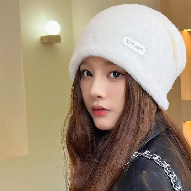 Plüsch Mützen Hüte Für Frauen Winter Warm Einfarbig Baggy Fleece Wolle Skullies Mütze Outdoor Kälteschutz Verdickte Kappen