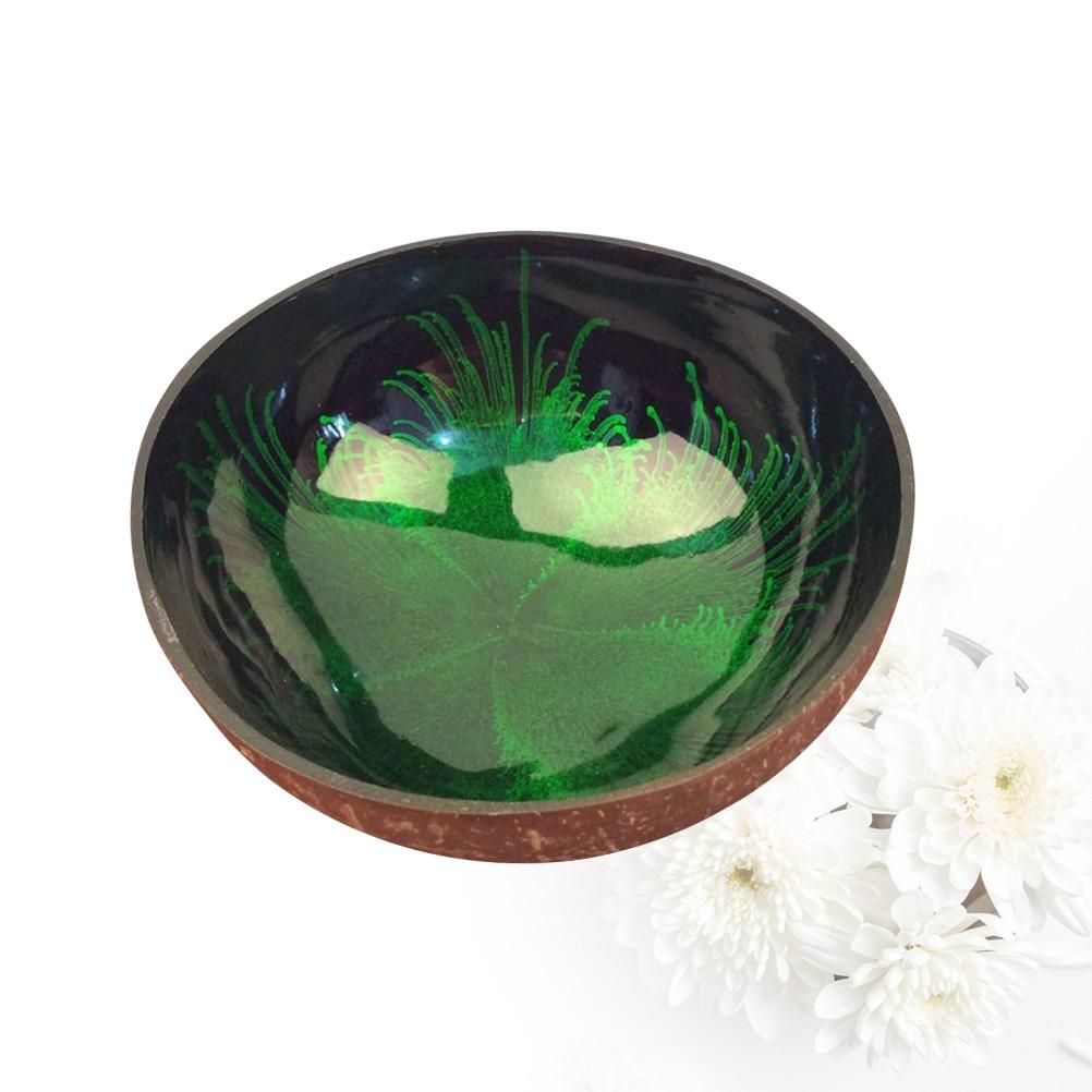 Coconut Bowl Nuts Holder Candy Container Shell Jewelry Storage Bamboo Wooden Office Fruit Snacks