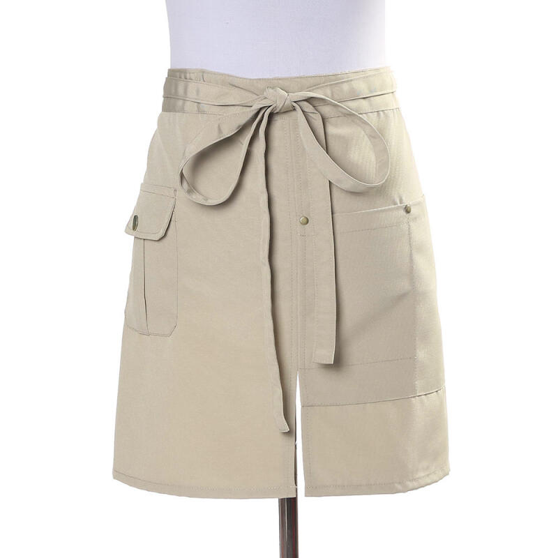 Half-front slit waist apron (beige)
