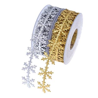 Imitation Leather Gold Silver Snowflake Ribbon Lace Christmas Celebration Decoration Gift Packaging Ribbon 10 Meters Pull Flag